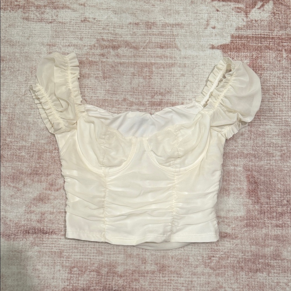 Elegant White Ruched Women's Top